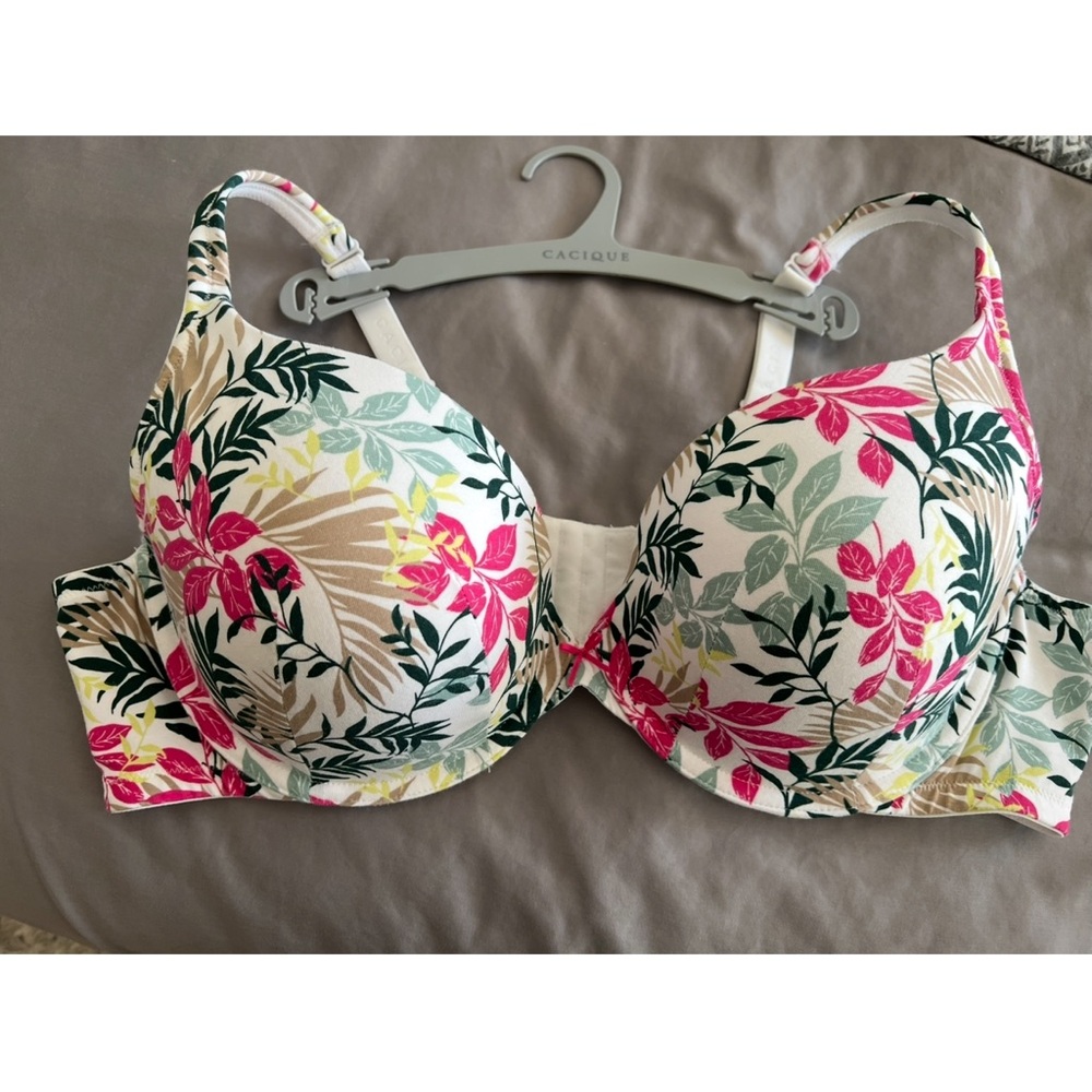 Cacique Tropical Floral Bra - Pink, Green, Tan